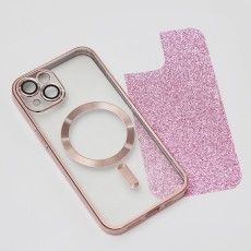 Glitter Chrome Mag case for iPhone 14 6,1" pink